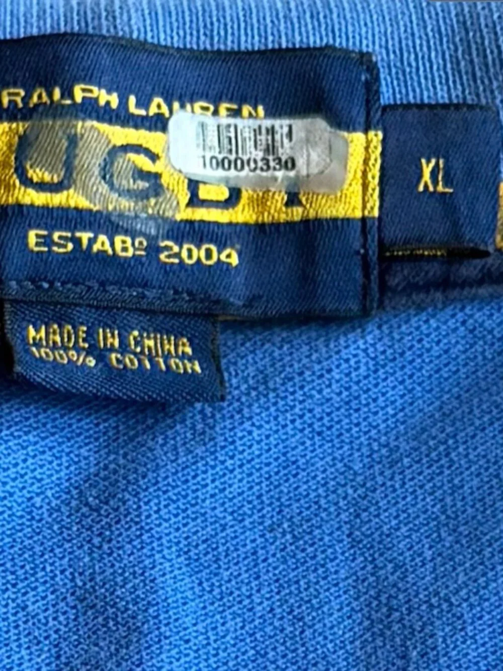 Ralph Lauren Rugby Blue Short Sleeve Polo Shirt Logo 100% Cotton Size XL Men's
